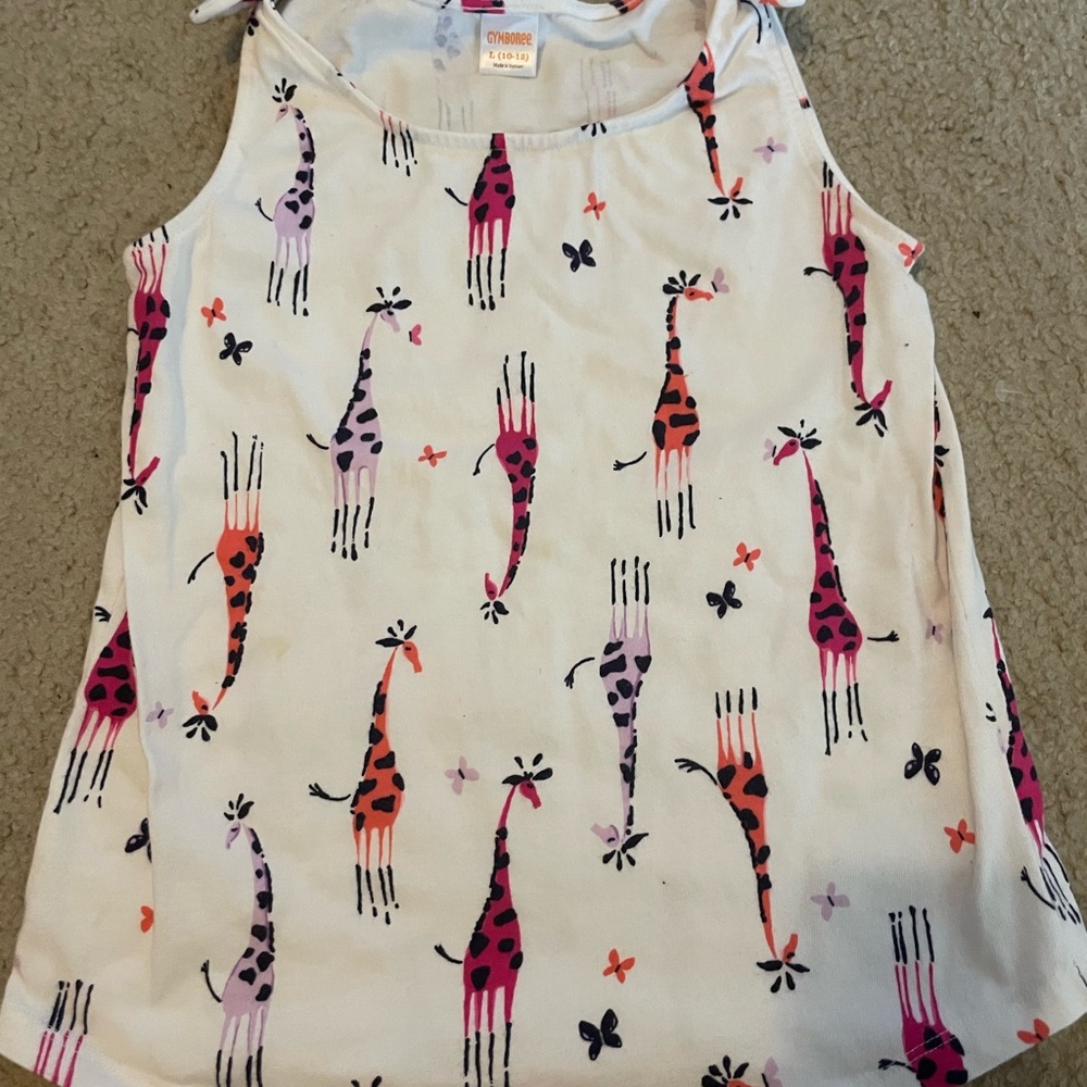 Gymboree Pink and White Tank Top with Playful Print